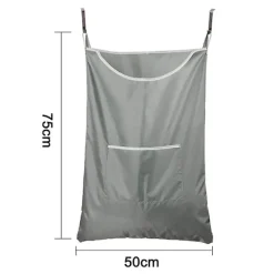 Outlet Grå slitstark Oxford-väska tvättkorg väska, över dörren tyg korg med krokar, för badrum, förvaring, vägg, garderob, 75x50cm