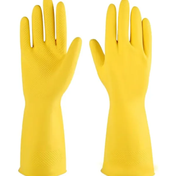 Online Gummihandskar för rengöring gula 1 par för hushåll, återanvändbara diskhandskar för kök, XL