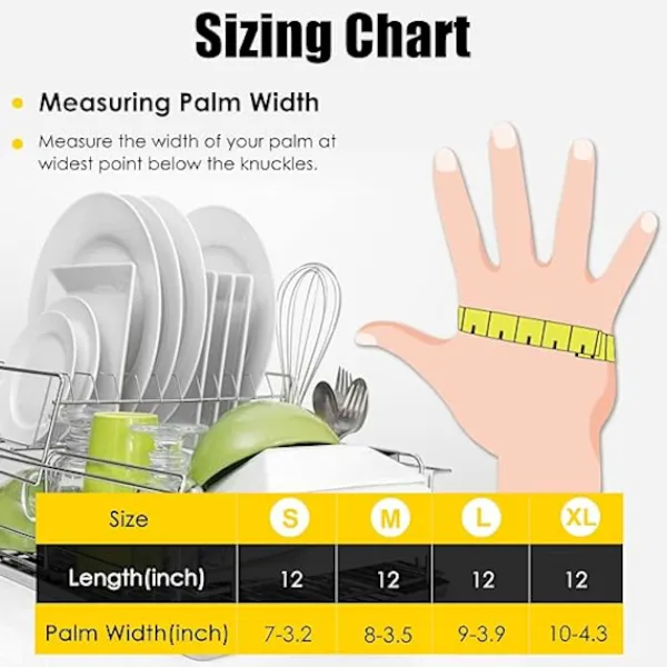 Online Gummihandskar för rengöring gula 1 par för hushåll, återanvändbara diskhandskar för kök, XL
