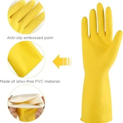 Online Gummihandskar för rengöring gula 1 par för hushåll, återanvändbara diskhandskar för kök, XL