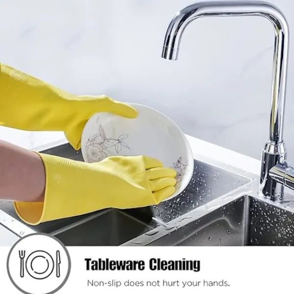 Online Gummihandskar för rengöring gula 1 par för hushåll, återanvändbara diskhandskar för kök, XL