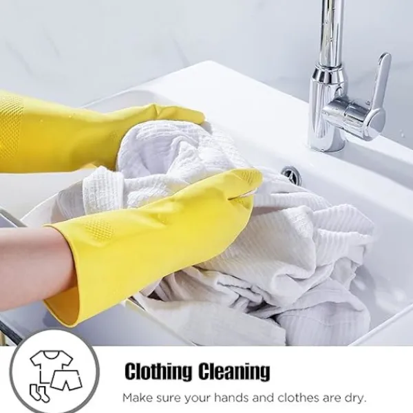 Online Gummihandskar för rengöring gula 1 par för hushåll, återanvändbara diskhandskar för kök, XL