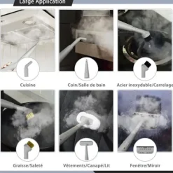 Sale COSTWAY Handdammsugare med ångfunktion 1000W för vägglöss 300 ml tank 10 tillbehör Temperatur 95°C Tryck 3 Bar