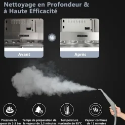 Sale COSTWAY Handdammsugare med ångfunktion 1000W för vägglöss 300 ml tank 10 tillbehör Temperatur 95°C Tryck 3 Bar