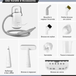 Sale COSTWAY Handdammsugare med ångfunktion 1000W för vägglöss 300 ml tank 10 tillbehör Temperatur 95°C Tryck 3 Bar