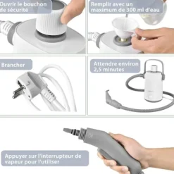 Sale COSTWAY Handdammsugare med ångfunktion 1000W för vägglöss 300 ml tank 10 tillbehör Temperatur 95°C Tryck 3 Bar