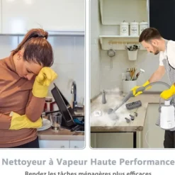 Sale COSTWAY Handdammsugare med ångfunktion 1000W för vägglöss 300 ml tank 10 tillbehör Temperatur 95°C Tryck 3 Bar