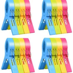 Hot J-star Handduksklämmor i 16 delar, klämmor för strandhanddukar, vindtäta klämmor för strand och tvättlounge, strandhandduk