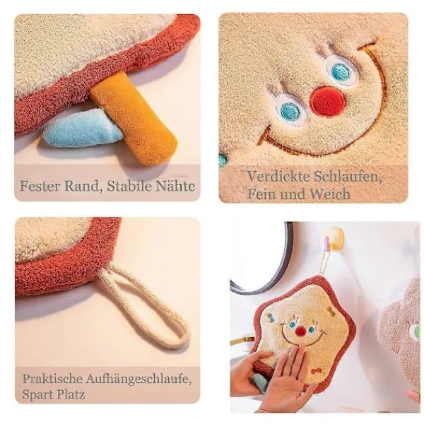 New Handduksset, tecknad handduk för att torka händer, mjuk och absorberande design för barn