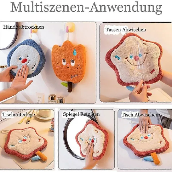 New Handduksset, tecknad handduk för att torka händer, mjuk och absorberande design för barn