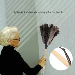 Clearance Handgjord Tvättad Antistatisk Dammvippa av Strutsfjäder med Trähandtag för Hemmet