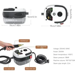 Clearance *Handhållen högtrycksångtvätt, ångrengörare, 2500 W ångtvätt med borsthuvuden för kök, badrum, bil (vit){YFL}