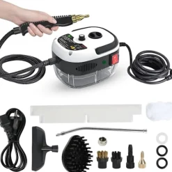 Sale *Handhållen högtrycksångtvätt, ångrengörare, 2500 W ångtvätt med borsthuvuden för kök, badrum, bil (vit)