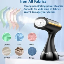 Discount Handhållen Klädångare, 1500 Watt Snabb Uppvärmning, 300 ml Vattentank (Svart)