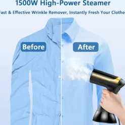 Discount Handhållen Klädångare, 1500 Watt Snabb Uppvärmning, 300 ml Vattentank (Svart)