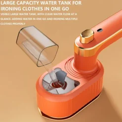Handhållen Klädångare, 2-i-1 Portabelt Mini Ångstrykjärn (Orange)