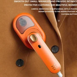 Handhållen Klädångare, 2-i-1 Portabelt Mini Ångstrykjärn (Orange)