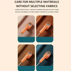 Handhållen Klädångare, 2-i-1 Portabelt Mini Ångstrykjärn (Orange)