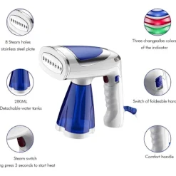 Discount Handhållen Klädångare 1600W, 40 Sekunders Snabb Uppvärmning 250 ml Vattentank (Blå)