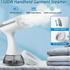 Sale Handhållen Klädångare, 1500W Portabel Klädångare med 300 ml Avtagbar Vattentank, Svart Värme