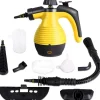 Sale Handhållen ångrengörare, Multifunktionell ångrengörare, Ångstrykjärn, 1050W, Med tillbehör (Gul)