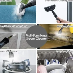 Sale Handhållen ångrengörare, Multifunktionell ångrengörare, Ångstrykjärn, 1050W, Med tillbehör (Gul)