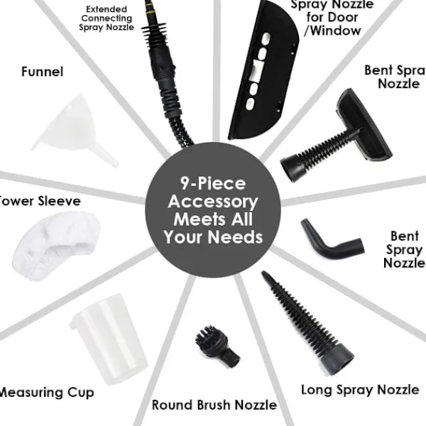 Sale Handhållen ångrengörare, Multifunktionell ångrengörare, Ångstrykjärn, 1050W, Med tillbehör (Gul)