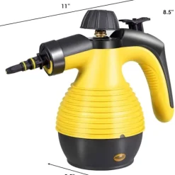 Sale Handhållen ångrengörare, Multifunktionell ångrengörare, Ångstrykjärn, 1050W, Med tillbehör (Gul)