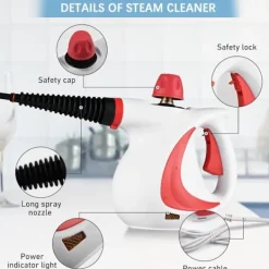 Outlet Handhållen ångrengörare, portabel 10-i-1 ångmästare med stor kapacitet (Blå)