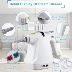 Discount Handhållen ångrengörare, tryckångrengörare för hem, soffa, kök, badrum, bil, golv, 10 i 1 klädselångrengörare med säkerhetslås