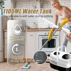 Best Handhållen ångrengörare, 2500W hög effekt 3,0BAR 221°F högtrycksångare, 6-nivåers justering Liten rengöringsmaskin med 37oz vattentank, 5ft Powe