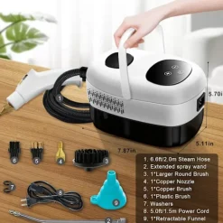 Best Handhållen ångrengörare, 2500W hög effekt 3,0BAR 221°F högtrycksångare, 6-nivåers justering Liten rengöringsmaskin med 37oz vattentank, 5ft Powe