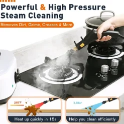 Discount Handhållen ångrengörare, 2500W högtrycksånga för renare, ångrengörare för hemmabruk med 1500 ml stor kapacitet, bred mun, ångrengörare