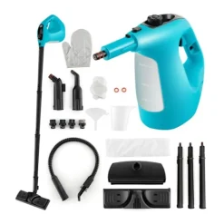 Outlet COSTWAY Handhållen Ångtvätt 1500W Sängbuggar -400 ml Tank-2 Bar-14 Tillbehör-125 ℃-Barnsäkerhetslås- Blå