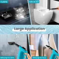 Outlet COSTWAY Handhållen Ångtvätt 1500W Sängbuggar -400 ml Tank-2 Bar-14 Tillbehör-125 ℃-Barnsäkerhetslås- Blå