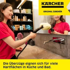 Handmunstycksöverdrag (2 mikrofiber), passar Kärcher ångtvättar, tar bort/absorberar fläckar, original för SC-modeller