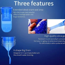 Online Helt koppar rostfritt stål silikon avloppsskydd Självstängande inre kärna, insektssäker golvavloppsskydd inre kärna-kök/vattenventil/badrum