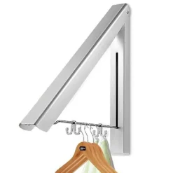 Outlet Hem Infällbar klädställning - Väggmonterad hopfällbar klädhängare Torkställning för tvättstuga Garderobsförvaring, aluminium, enkel installation