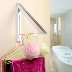 Outlet Hem Infällbar klädställning - Väggmonterad hopfällbar klädhängare Torkställning för tvättstuga Garderobsförvaring, aluminium, enkel installation