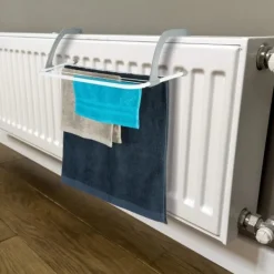 Sale Het rea Hett erbjudande till lågt pris! Torkställning för kläder - Hängande ställning för element och balkong, Liten storlek, 3m torkkapacitet, Vit, 50cm längd - Glad | Fyndiq