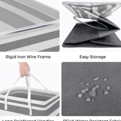 Best Het rea Hett erbjudande till lågt pris! 2-delad stor tvättkorg, vattentät, fristående, hopfällbar hög tvättkorg med förlängt handtag - (Gradient Grey, 75 liter) - Glad | Fyndiq