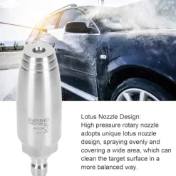 Online Högtrycks roterande munstycke, 350 Bar rostfritt stål högtryckstvätt roterande turbomunstycke, 1/4 snabbkoppling, spraymunstycksspetssats