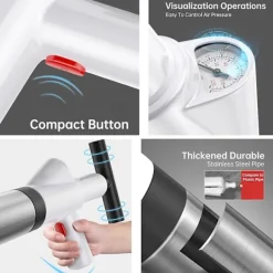 Högtrycks Toalettrensare med 4 Utbytbara Huvuden Toalettpump Avloppsrensare Rörrensare för Toalett, Diskbänk, Golvbrunn, Täppta Rör och Badkar (