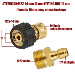 Outlet Högtryckstvätt Adapterset Snabbkopplingssatser för Snöskum M22 till 1/4 tum Snabbkoppling, 5000 PSI