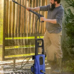 Outlet Northio Högtryckstvätt Med Rullar Inkl. 5 St. Tillbehör, 150 Bar Arbetstryck, Med 6 M Högtrycksslang, 1800 W, Max Vattenmängd: 510 L/H Blå