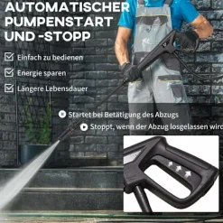 Outlet Northio Högtryckstvätt Med Rullar Inkl. 5 St. Tillbehör, 150 Bar Arbetstryck, Med 6 M Högtrycksslang, 1800 W, Max Vattenmängd: 510 L/H Blå