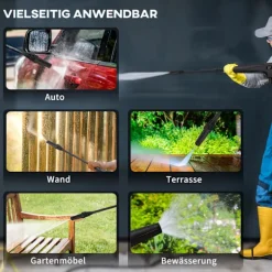 Outlet Northio Högtryckstvätt Med Rullar Inkl. 5 St. Tillbehör, 150 Bar Arbetstryck, Med 6 M Högtrycksslang, 1800 W, Max Vattenmängd: 510 L/H Blå