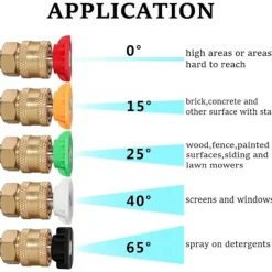 New Högtryckstvätt Munstycksset, Robust Kvalitet Material Snabbkoppling Sprutmunstycken, 5-Pack Rostfritt Stål Mässing Universal Flera Grader (0, 15, 25 | Fyndiq