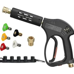 Högtryckstvätt Pistol 5000 PSI Ersättning för Varmt och Kallt Vatten M22 Anslutning 5 Munstycken