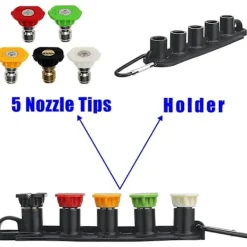 Högtryckstvätt Pistol 5000 PSI Ersättning för Varmt och Kallt Vatten M22 Anslutning 5 Munstycken